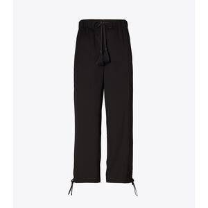 Tory Burch Cropped Tie Pant Womens Size M Tassel Lightweight Cover Up Black